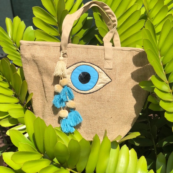 Last 1! Large Tote Tassel Evil Eye Bag - Picture 5 of 5